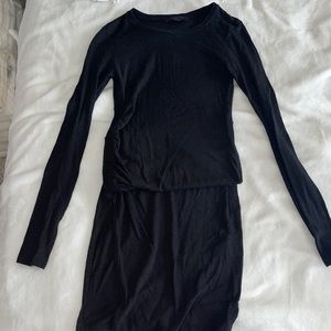 All saints black thin woven finches dress with slit